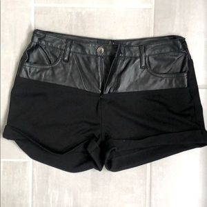 Mix Material Black Shorts